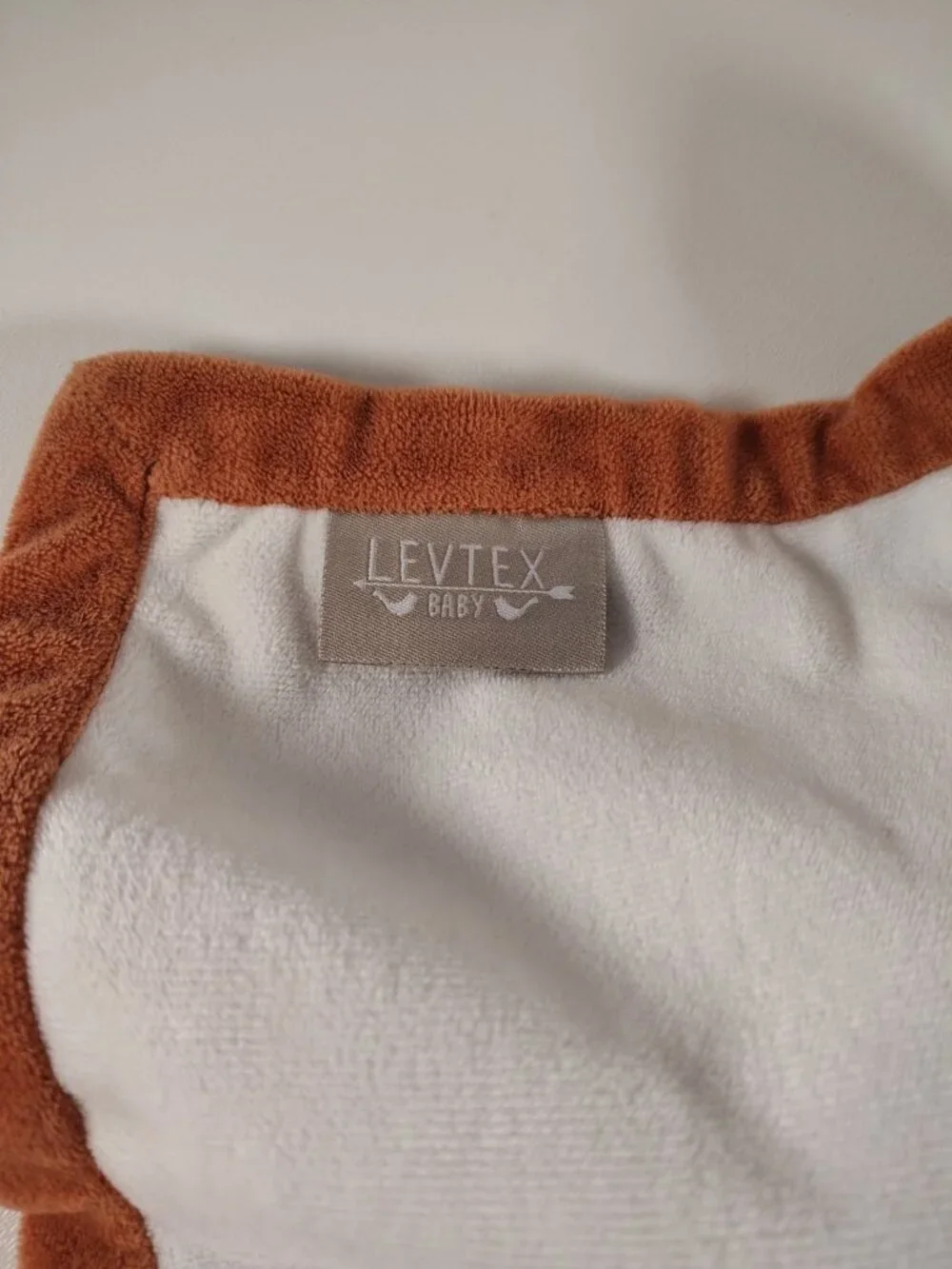 Levtex Orange Fox Baby Lovey Security Blanket Brown Gray Plus Cross Dot White